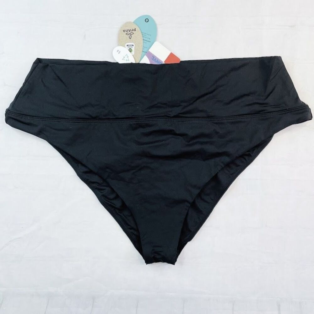 prAna Aurelia Bottom Women XL Black High Rise Cheeky Bikini Beach Vacation NEW!